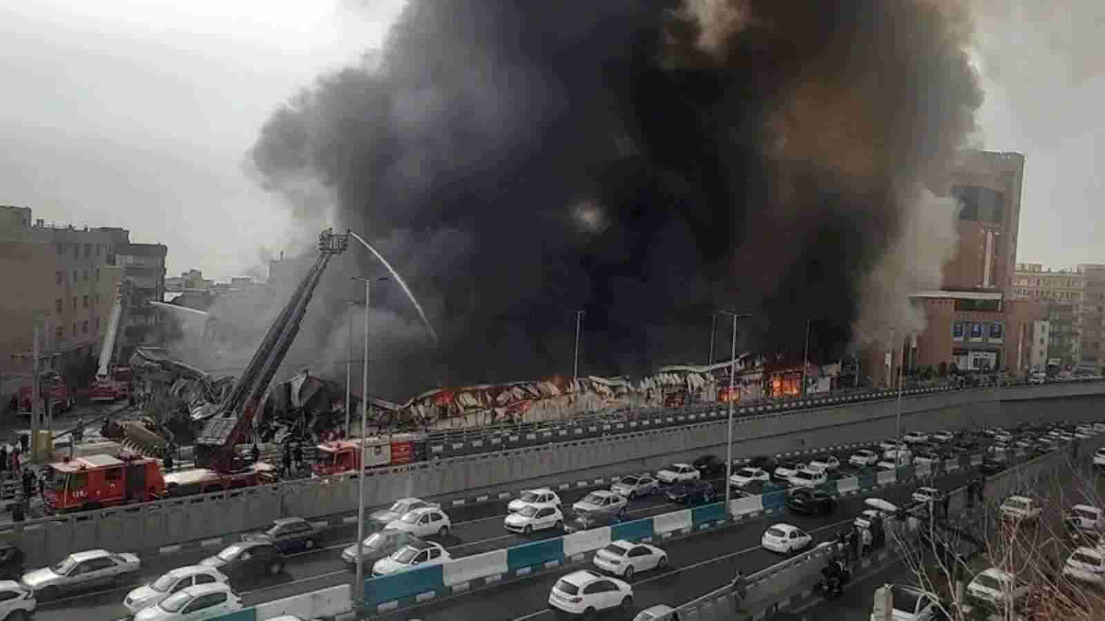 حريق ضخم يندلع في سوق غرب طهران