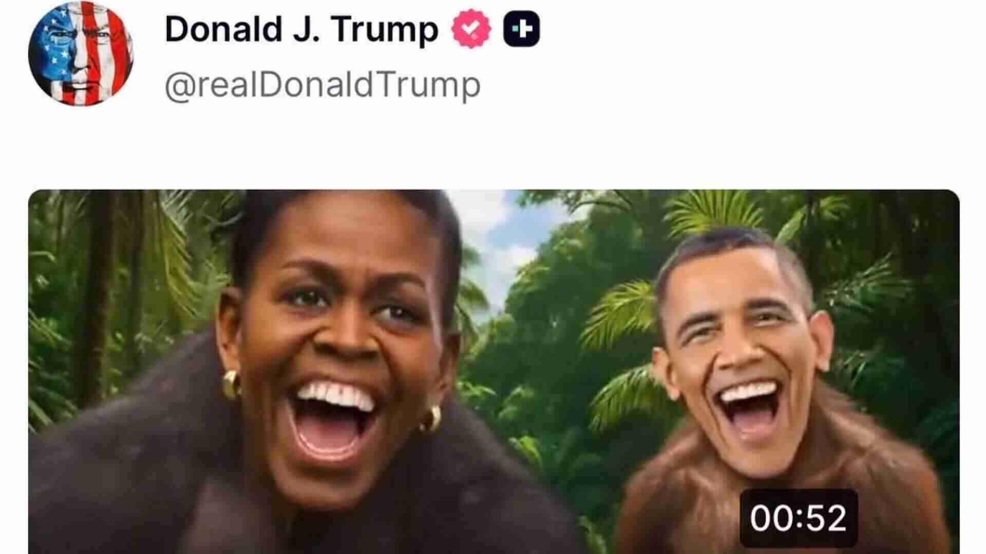 ترمب يرفض الاعتذار عن فيديو مثير للجدل يظهر أوباما وزوجته على هيئة قردين