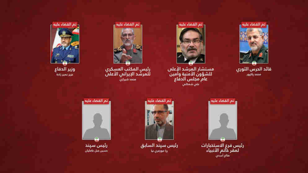 الجيش الإسرائيلي يعلن مقتل قائد الحرس الثوري ووزير الدفاع وشمخاني وآخرون